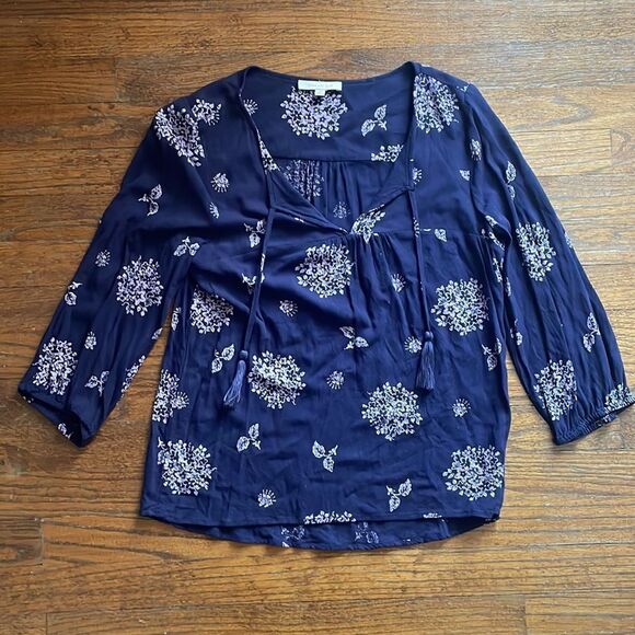 Skies are Blue Navy & Lavender Patterned Top - Picture 1 of 7